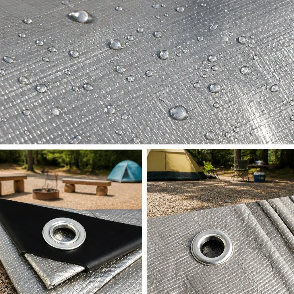 3x3.6m Silver-Black Tarp for Camping Needs