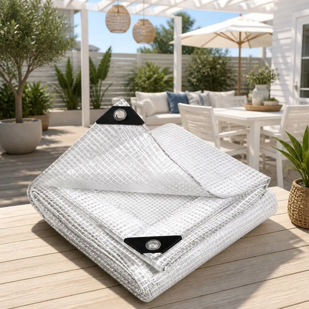 Clear Poly Tarp Heavy Duty Waterproof 4x6m Camping Caravan Cover