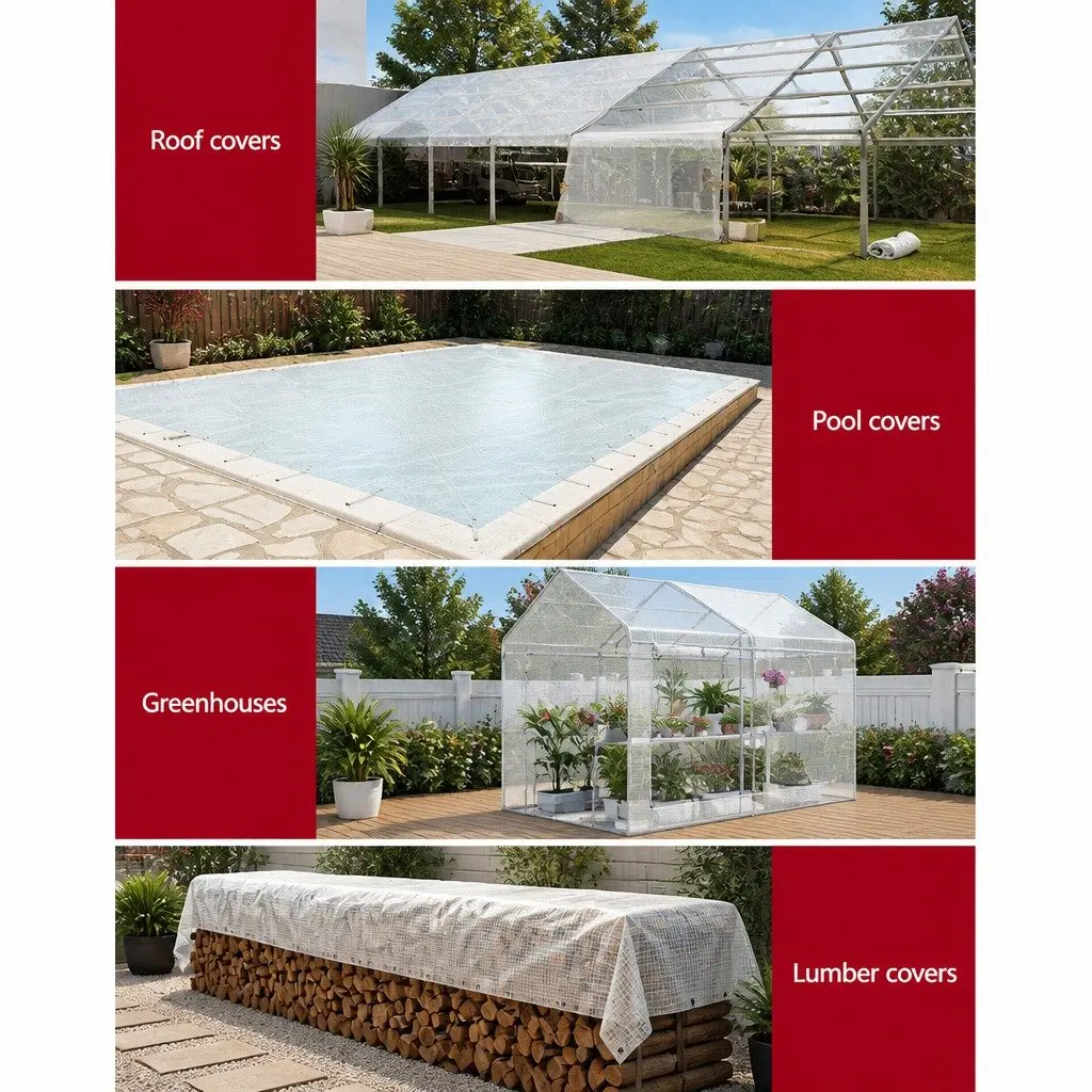 Clear Poly Tarp Heavy Duty Waterproof 4x6m Camping Caravan Cover