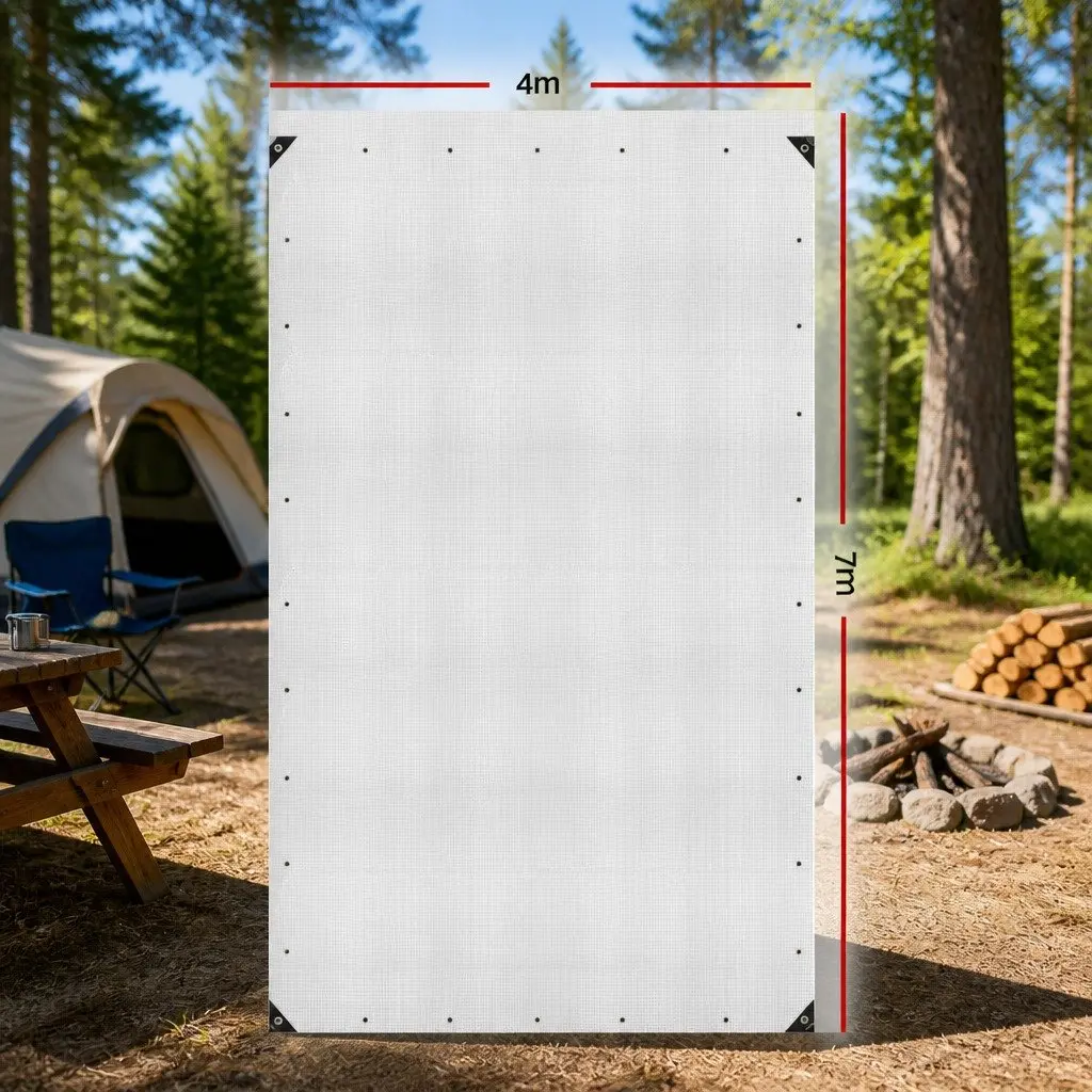 Heavy Duty Waterproof Clear Poly Tarp 4x7m for Outdoor Camping and Caravan Protection