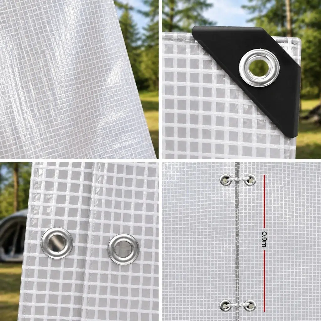 Heavy Duty Waterproof Clear Poly Tarp 4x7m for Outdoor Camping and Caravan Protection