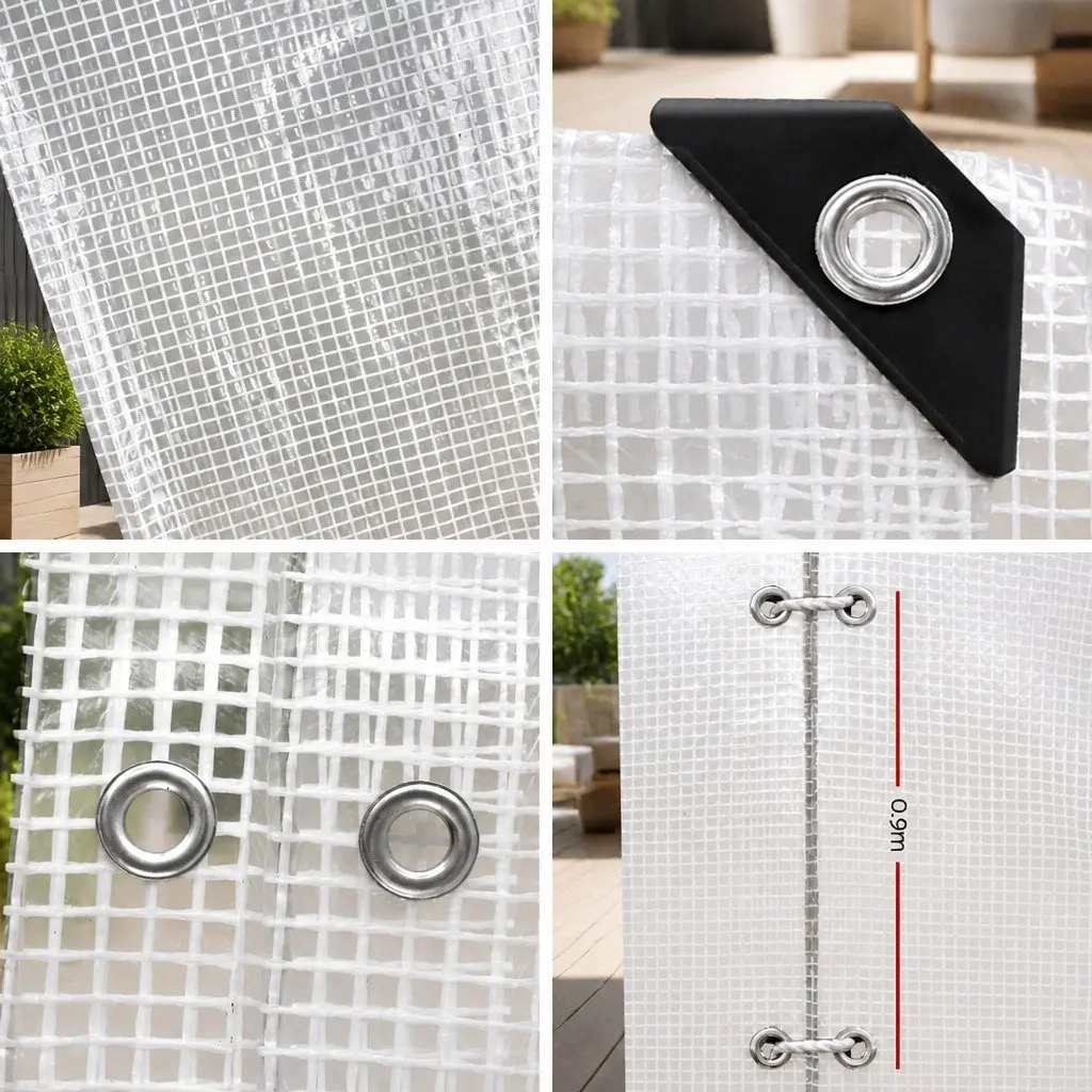 Poly Tarp Clear Waterproof Heavy Duty 5m x 6m UV Resistant Reinforced Camping Cover