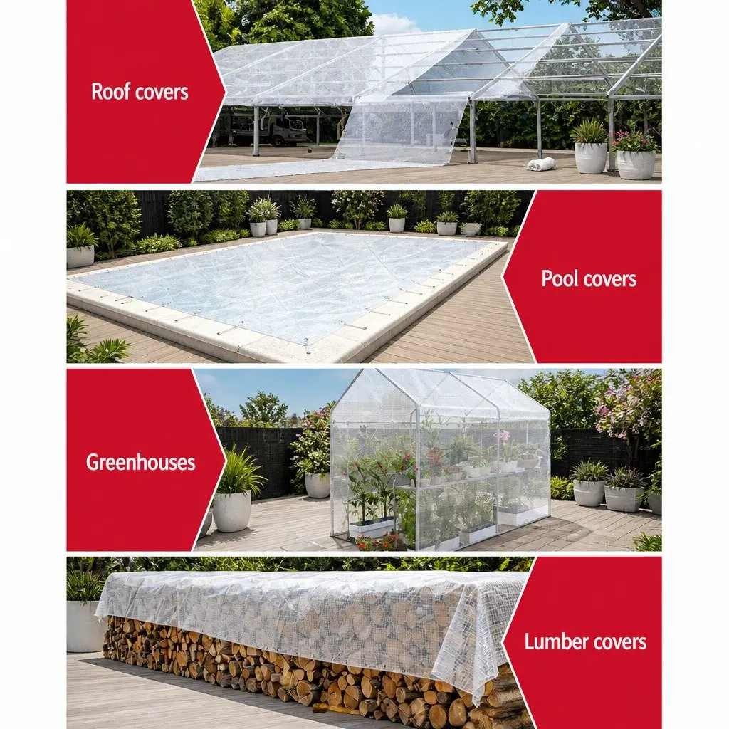 Poly Tarp 6x9m Clear Waterproof Canvas Heavy Duty Camping Cover Outdoor