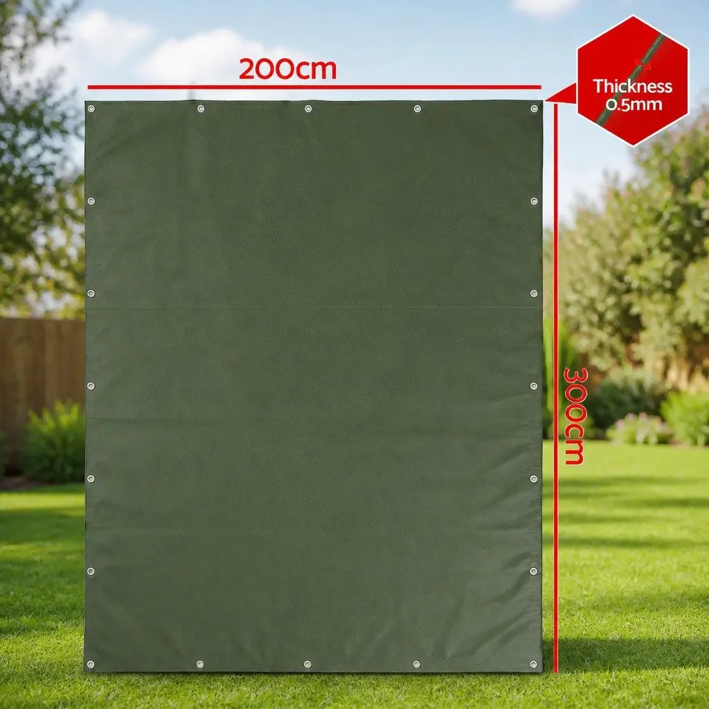 Heavy Duty Tarp 2x3m Canvas Camping Caravan Tarpaulin Water Resistant UV