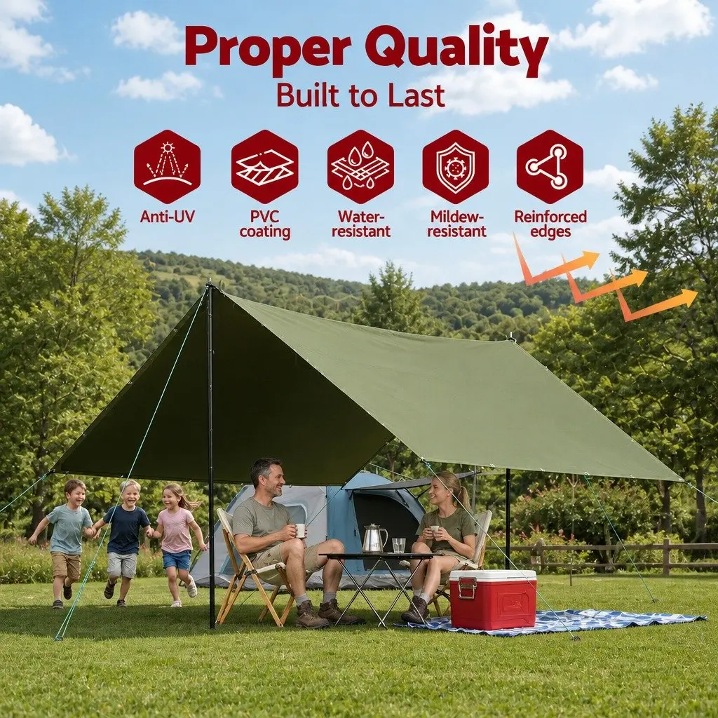 Heavy Duty Tarp 2x3m Canvas Camping Caravan Tarpaulin Water Resistant UV