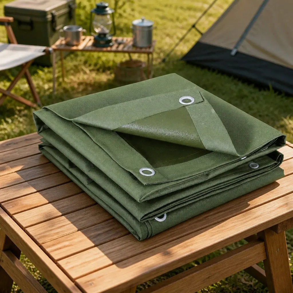 Heavy Duty Canvas Tarp 3x4m Green Waterproof UV Resistant Outdoor Cover