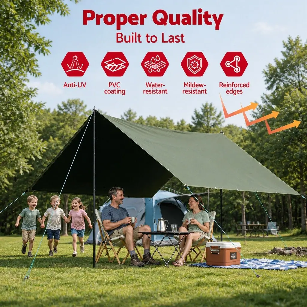 Heavy Duty Tarp 4x6m Waterproof UV Resistant Green Canvas