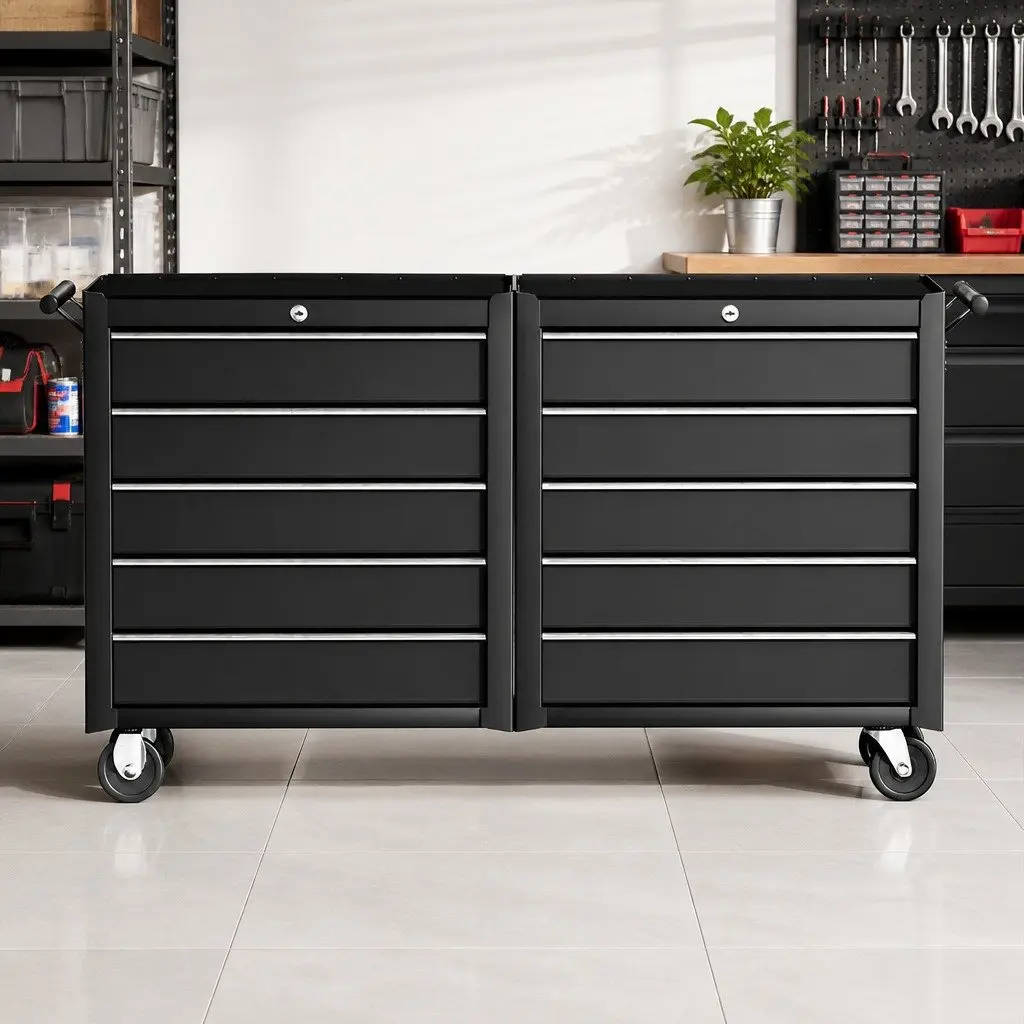 Tool Chest Trolley Steel 10 Drawer Storage Cabinet Organizer Black