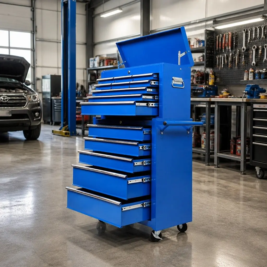 Tool Cabinet Steel 14 Drawer Mobile Trolley Blue