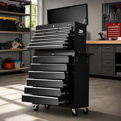 16 Drawer Tool Box Cabinet Chest Trolley Garage Storage Organizer with Castors