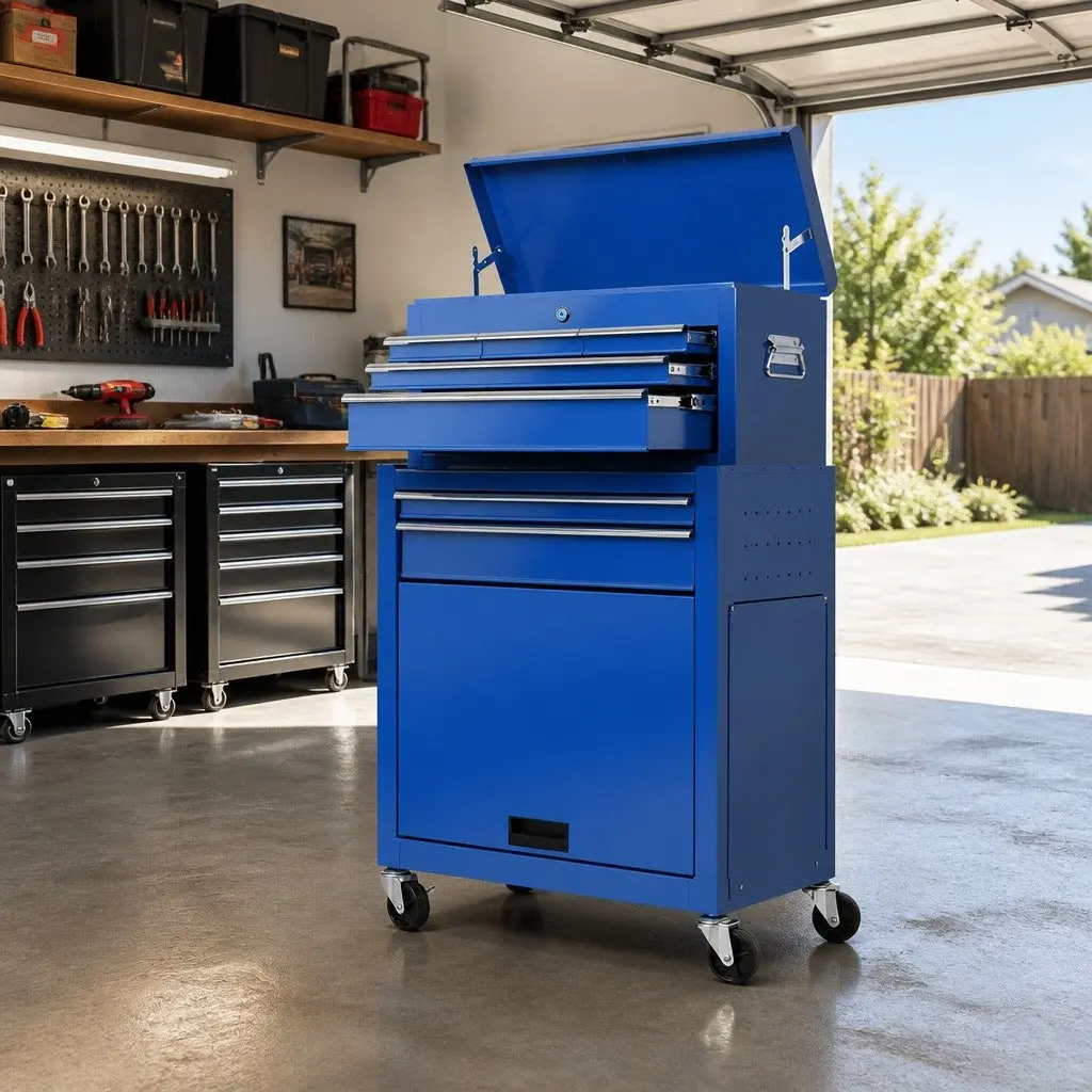 Tool Cabinet Steel 7 Drawer Storage Trolley Organizer Blue