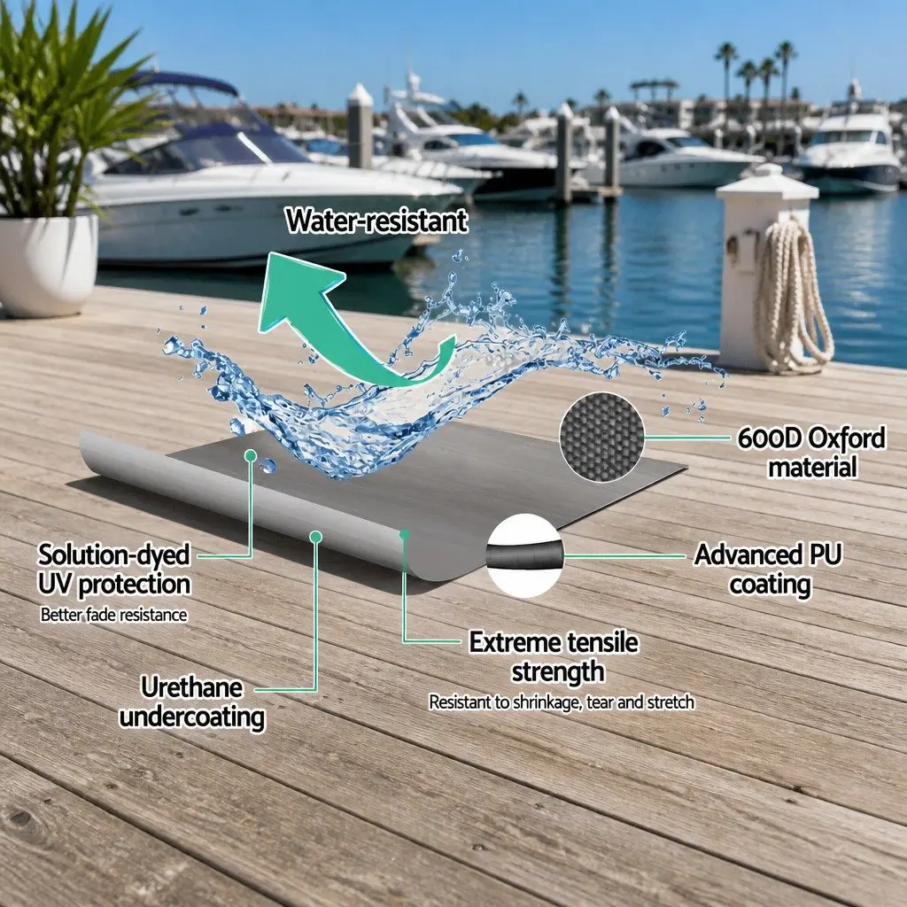Boat Cover 14-16ft 600D Polyester UV Mildew Resistant Trailerable Marine Grade