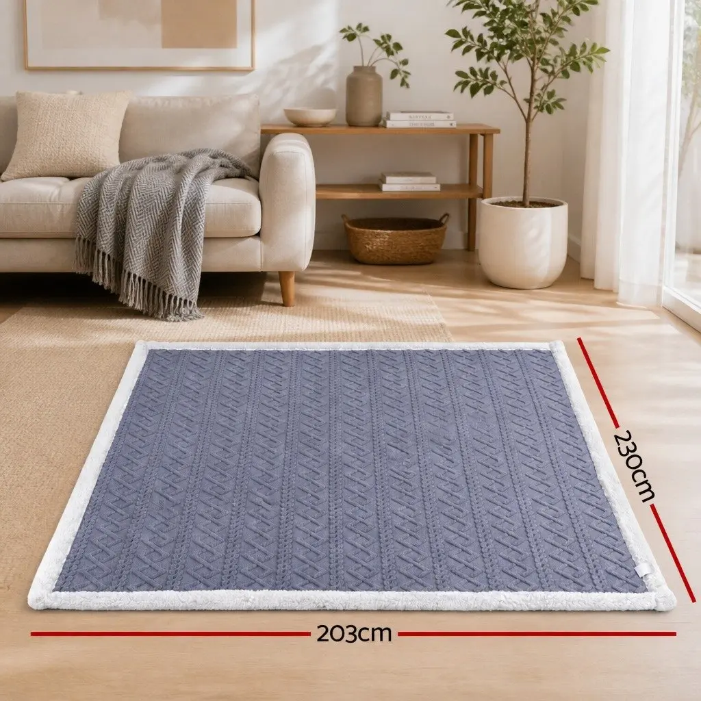 Double-Sided Fleece Throw Blanket Lightweight 203x230cm Blue