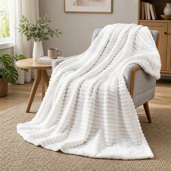 Throw Blanket 203x230cm Fleece Soft Lightweight Cozy Sofa Couch Bed Reversible
