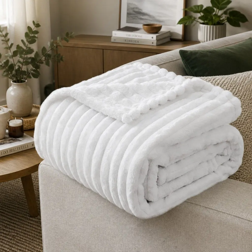 Fleece Throw Blanket for Couch and Bed Use