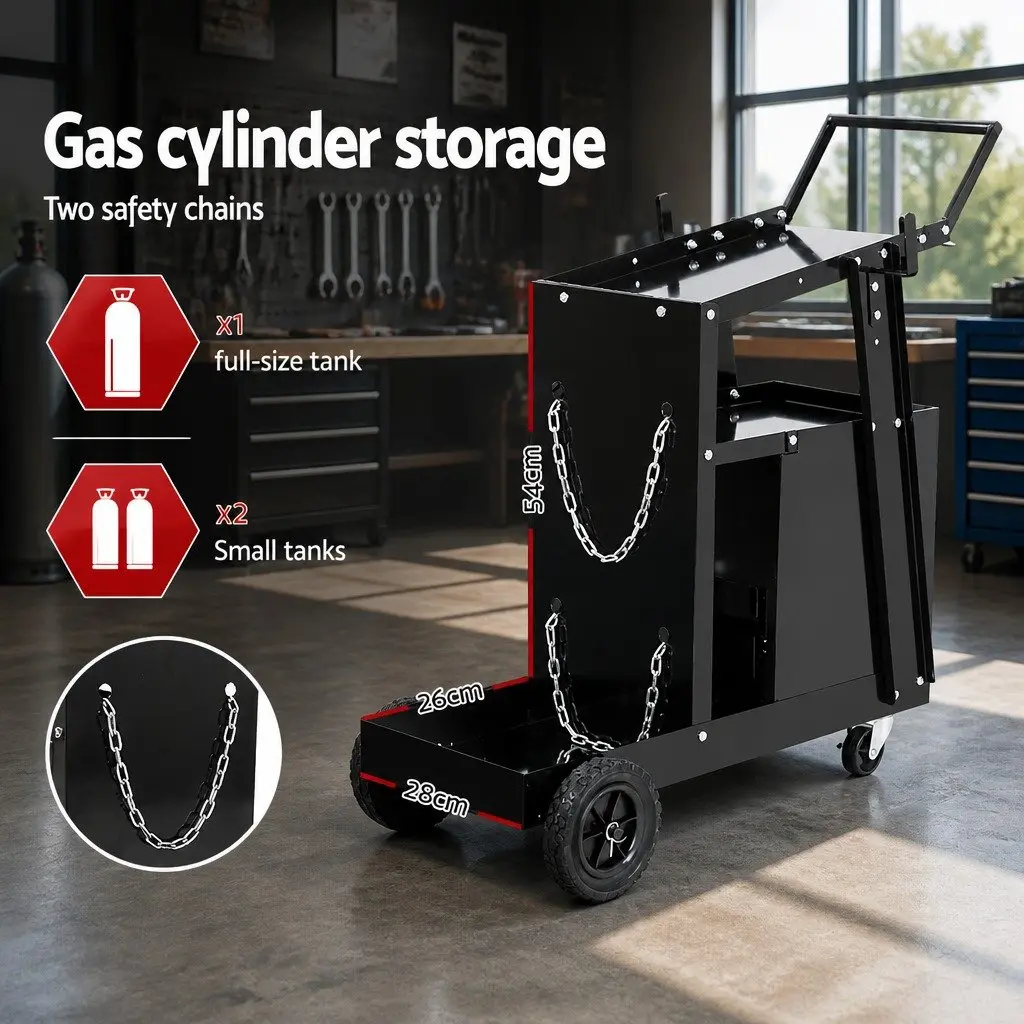 Welding Trolley Cart Steel 4 Drawer Black 70cm x 36cm x 81cm