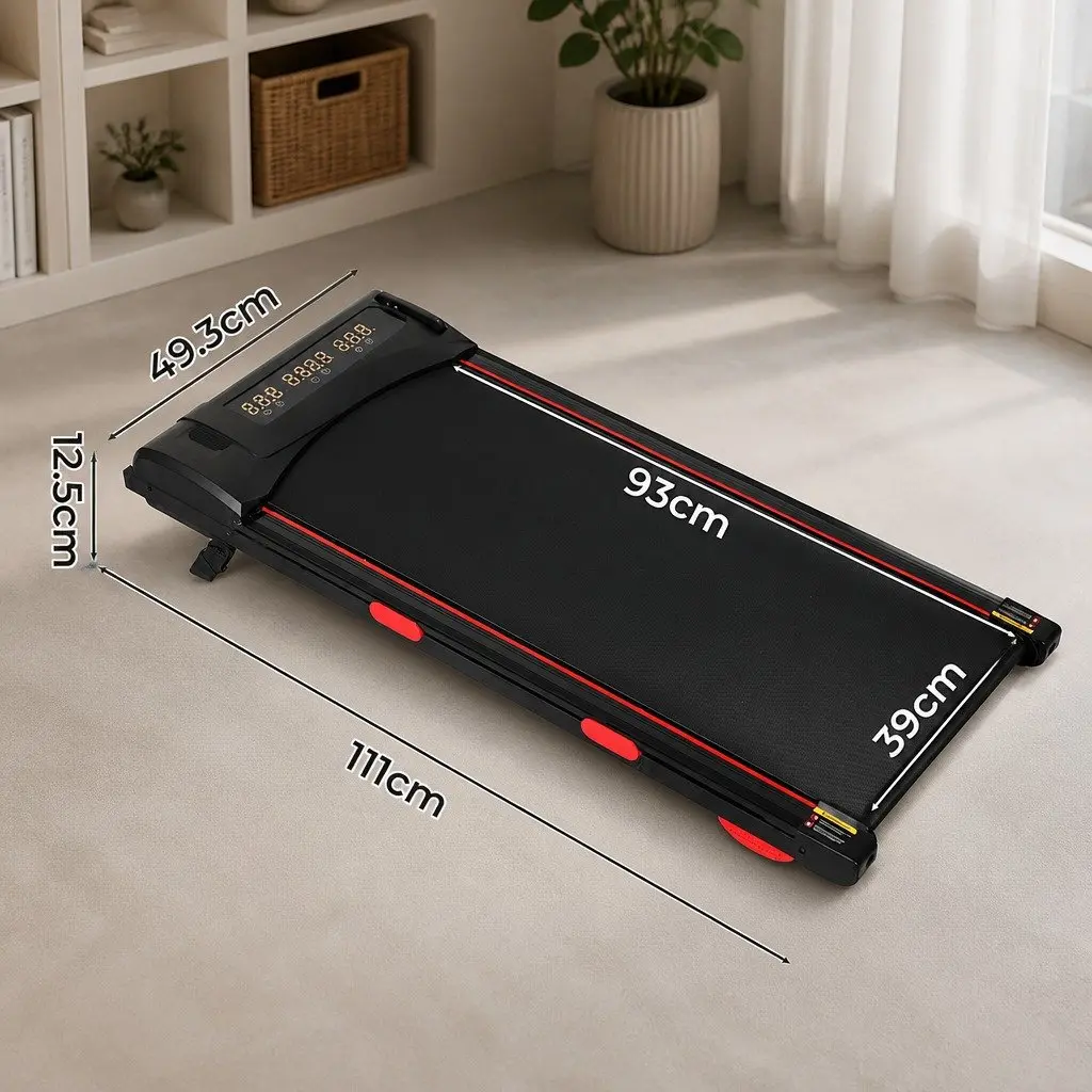 Walking Treadmill Manual Incline Home Gym Fitness Machine LED Display Bluetooth Black Red