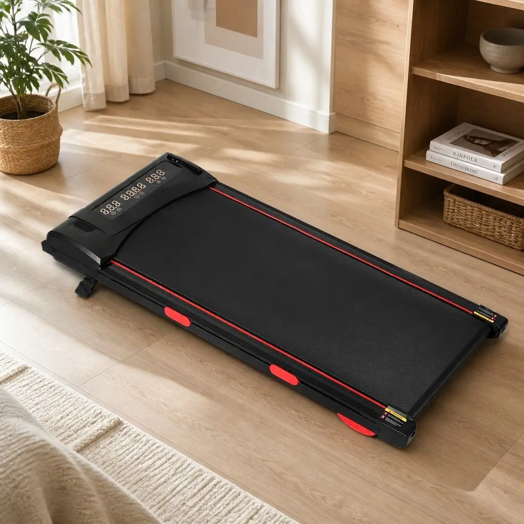 Walking Treadmill Manual Incline Home Gym Fitness Machine LED Display Bluetooth Black Red