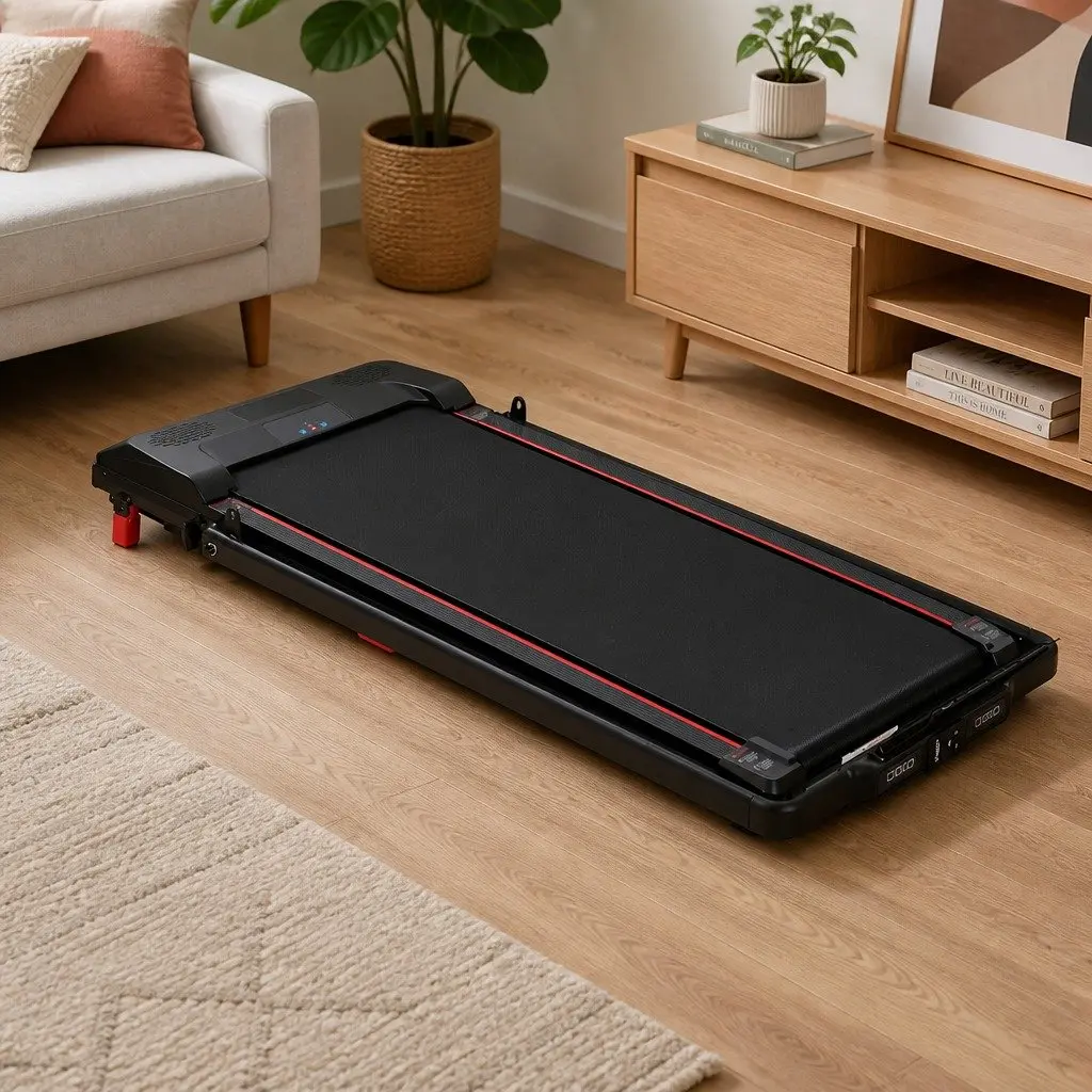 Walking Treadmill Home Gym Exercise Machine Foldable Steel Pipe Black Red 2.5HP 1-12 km/h LED Display
