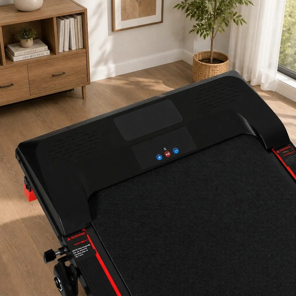 Walking Treadmill Home Gym Exercise Machine Foldable Steel Pipe Black Red 2.5HP 1-12 km/h LED Display