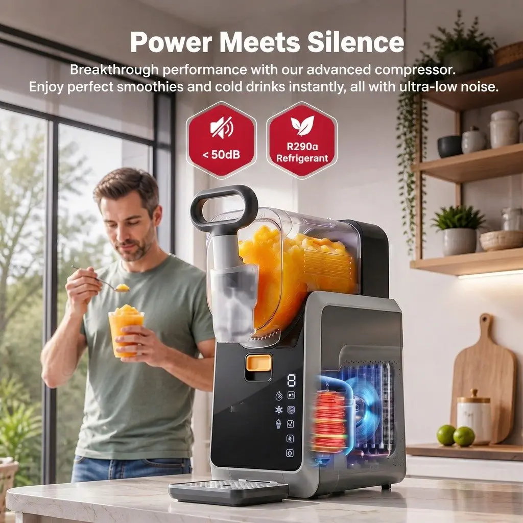 Slushie Machine 2L Compressor Cooling System Grey Ice Cream Maker Touchscreen