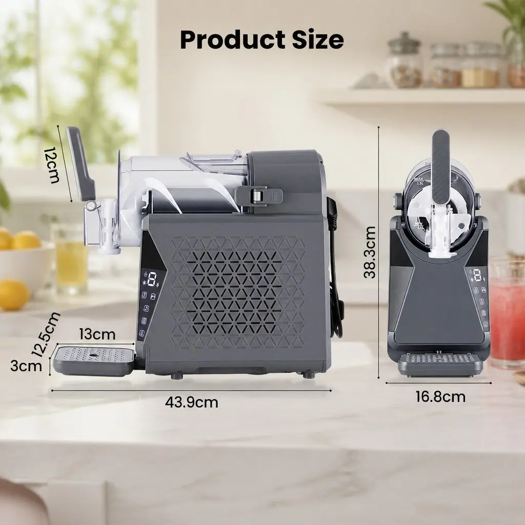 Slushie Machine 1.3L Metal Plastic Grey Frozen Drink Maker Ice Cream Maker Touchscreen