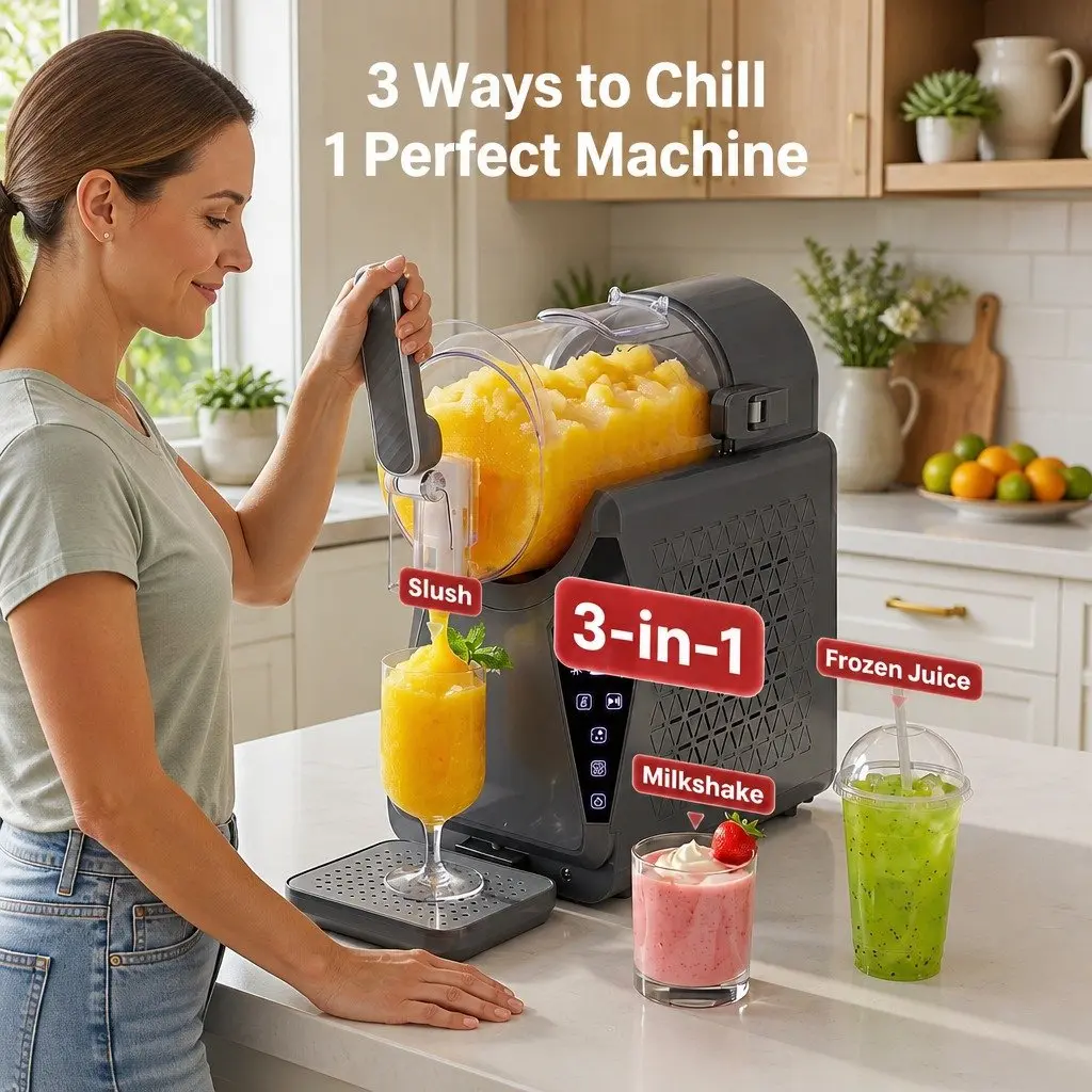 Slushie Machine 1.3L Metal Plastic Grey Frozen Drink Maker Ice Cream Maker Touchscreen