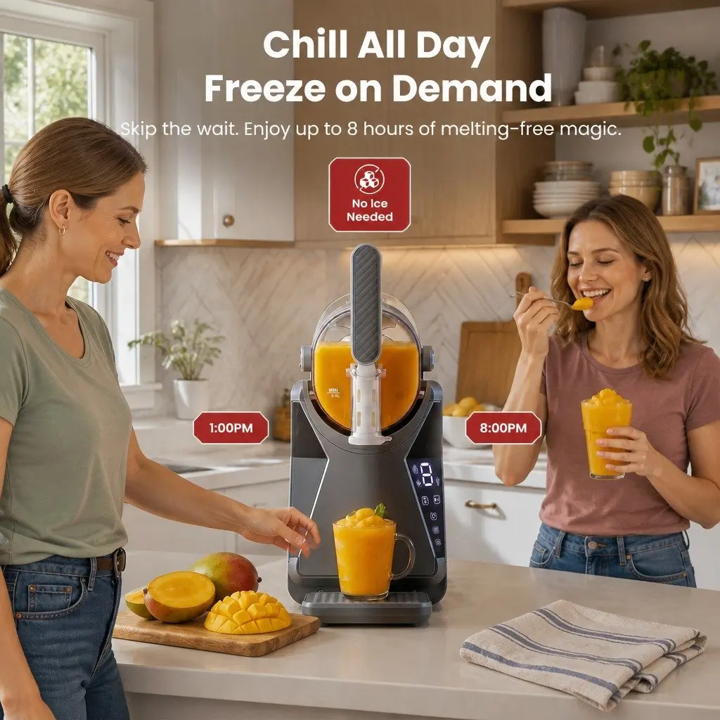 Slushie Machine 1.3L Metal Plastic Grey Frozen Drink Maker Ice Cream Maker Touchscreen