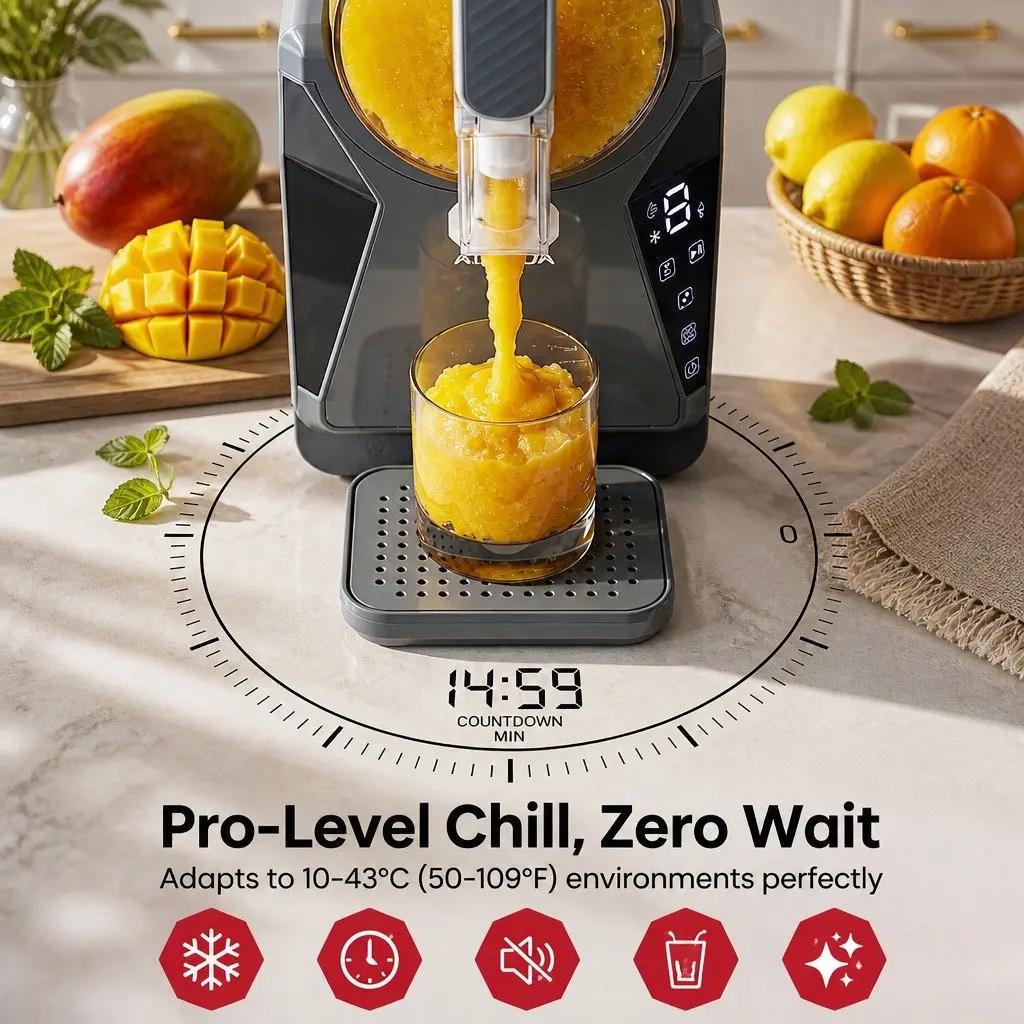Slushie Machine 1.3L Metal Plastic Grey Frozen Drink Maker Ice Cream Maker Touchscreen