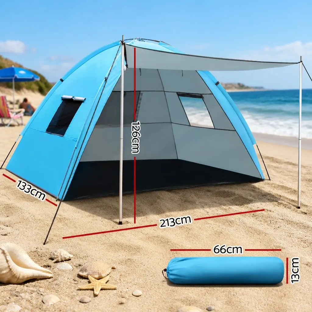 4 Person Camping Tent Double Layer Weather Resistant Portable Shelter Blue
