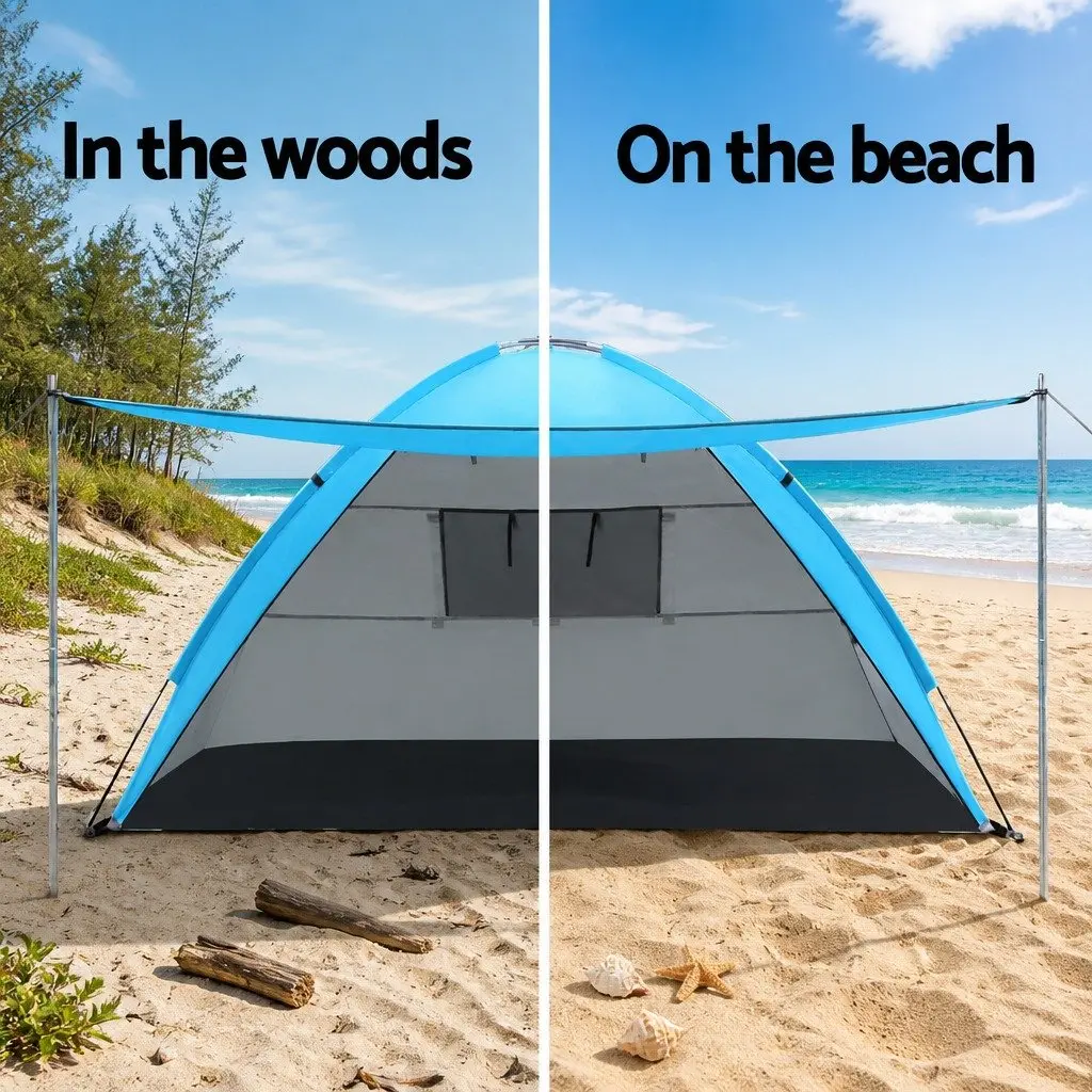 4 Person Camping Tent Double Layer Weather Resistant Portable Shelter Blue