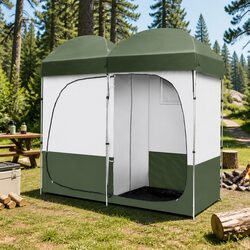 Double Camping Shower Toilet Tent Outdoor Portable Change Room with Carry Bag