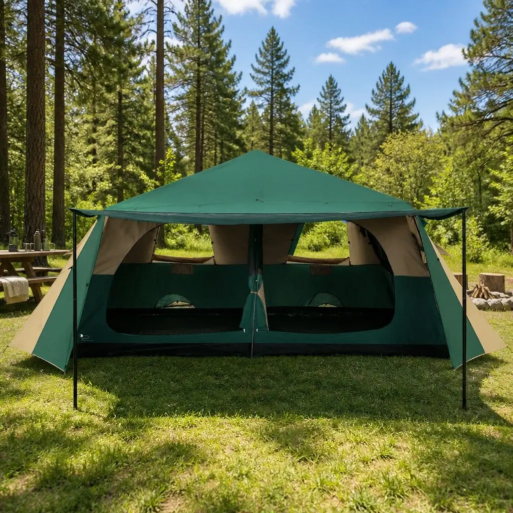 8 Person Dome Camping Tent Automatic Frame 425cm x 245cm x 212cm Green