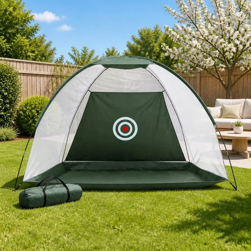 Golf Practice Net Portable Fiberglass 327 x 193 x 203 cm Dark Green