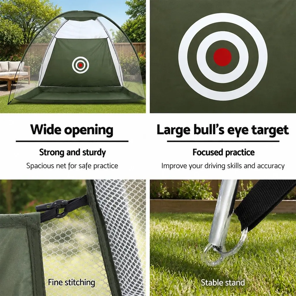 Golf Practice Net Portable Fiberglass 327 x 193 x 203 cm Dark Green