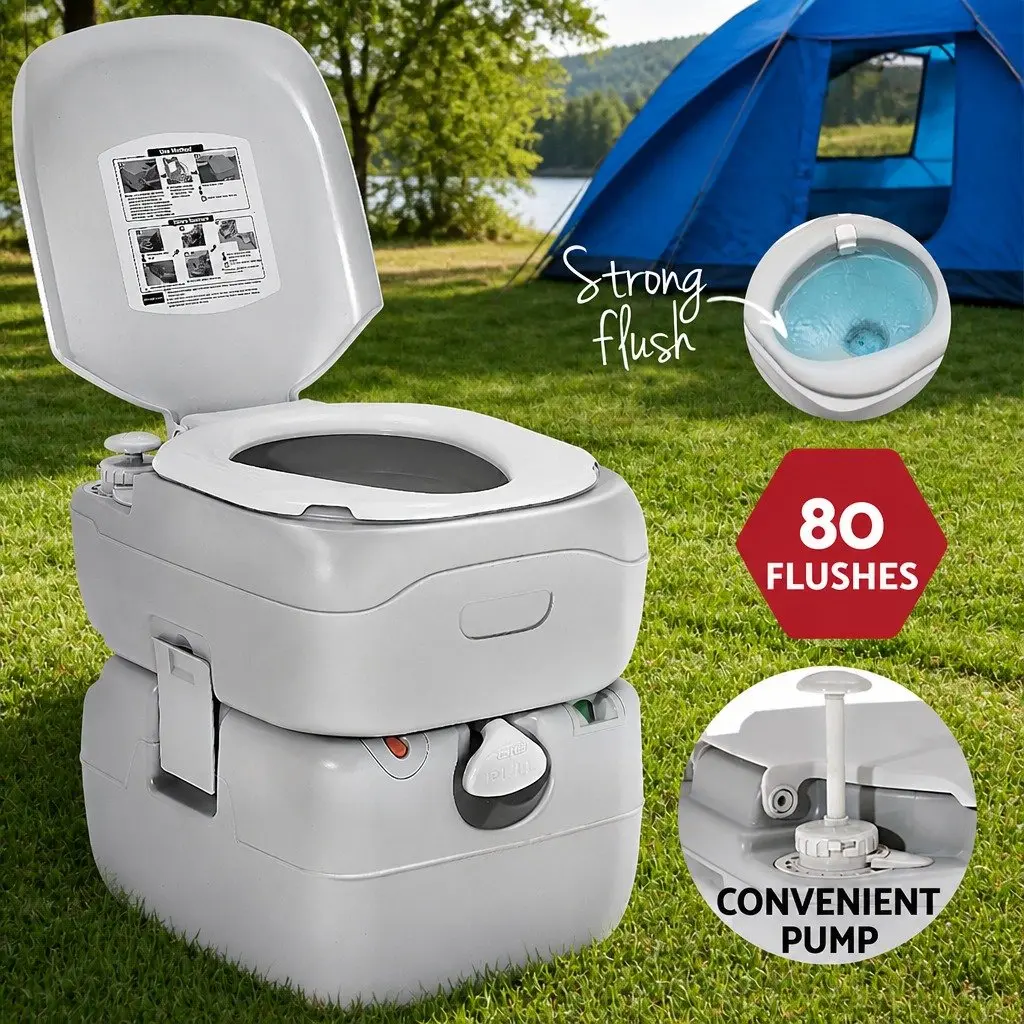 Portable Toilet and Shower Tent Set 22L Waste Tank 14L Freshwater Tank Grey and Green