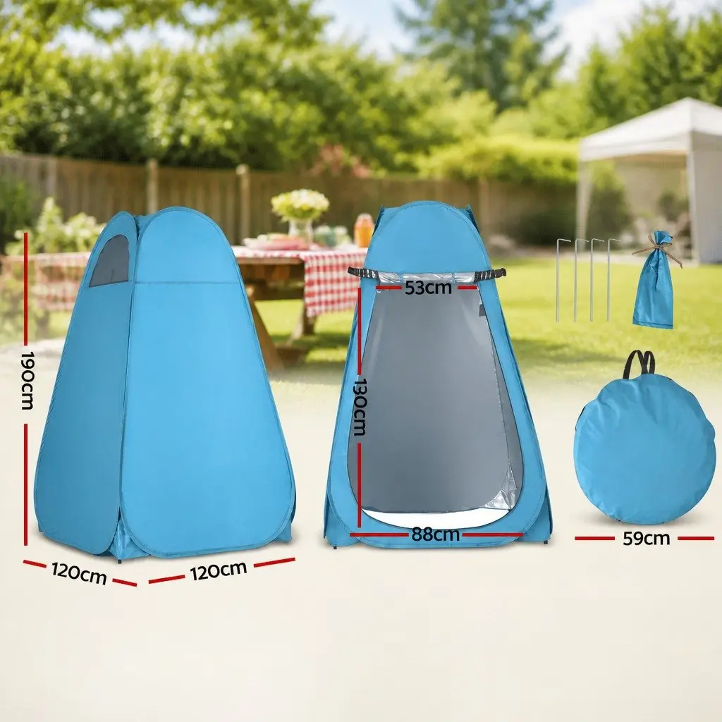 Pop Up Shower Tent Portable Privacy Change Room 120cm x 120cm x 190cm Blue