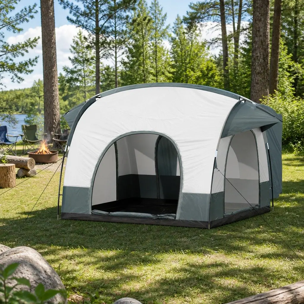 Car Rear Extension Camping Tent Canopy Water-resistant UV-protective Fabric 250x200x200cm Grey