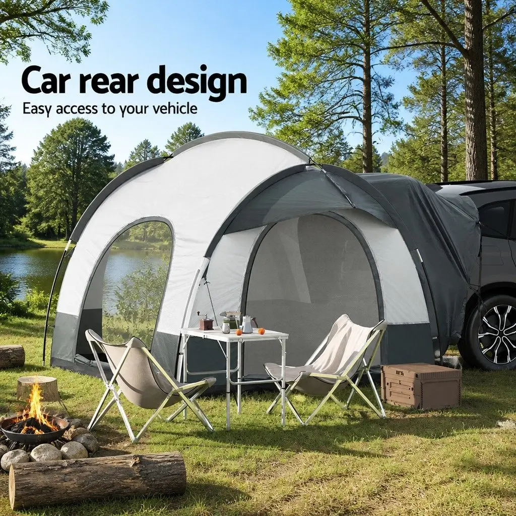 Car Rear Extension Camping Tent Canopy Water-resistant UV-protective Fabric 250x200x200cm Grey