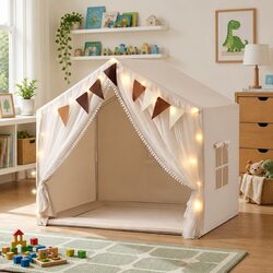 Practical Kids Play Tent Indoor Playhouse for Creative Spaces 144cm Cream