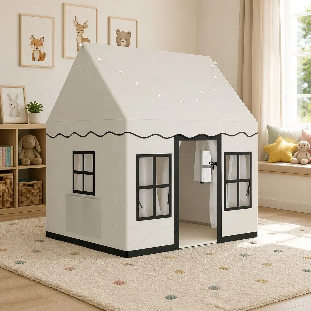 Kids Play Tent Castle Playhouse PVC Pole 121cm x 100cm x 133cm White