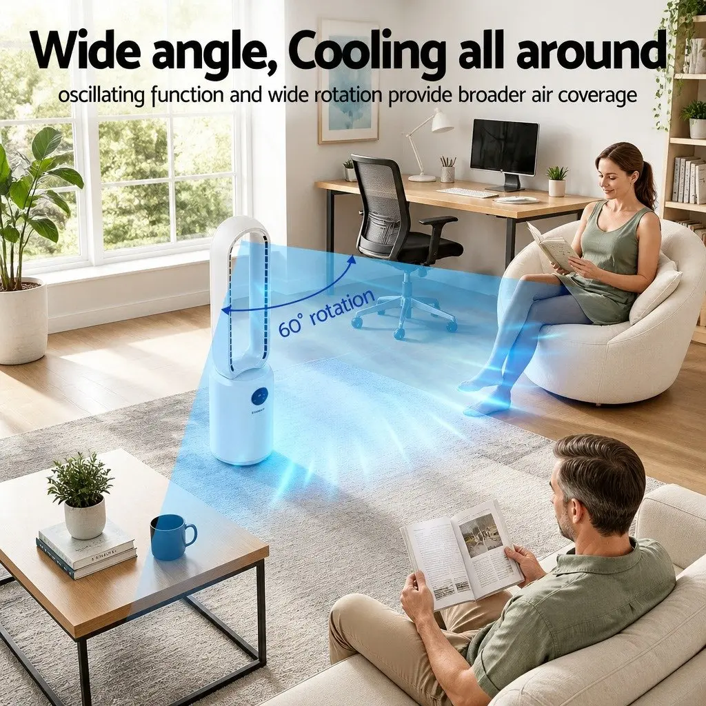 Bladeless Fan Air Purification 88cm White with 24 Speed Remote Control