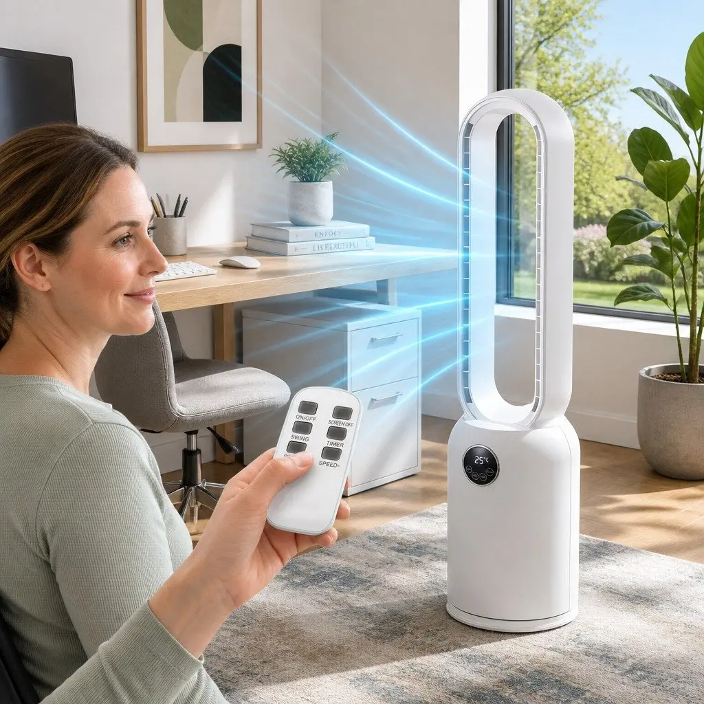 Bladeless Fan Air Purification 88cm White with 24 Speed Remote Control