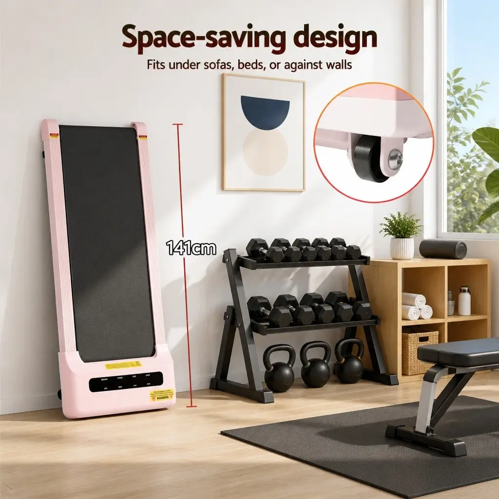 Electric Treadmill Foldable Compact 360mm Running Belt Pink