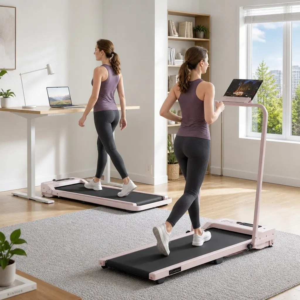 Walking Pad Treadmill 3-in-1 Foldable Under Desk 90 x 38 cm Pink