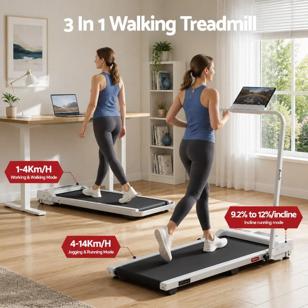 Walking Pad Treadmill Foldable Under Desk 90 x 38 cm White