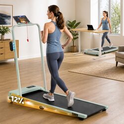 Walking Pad Treadmill 3-in-1 Foldable Under Desk Home Gym Machine 12% Incline
