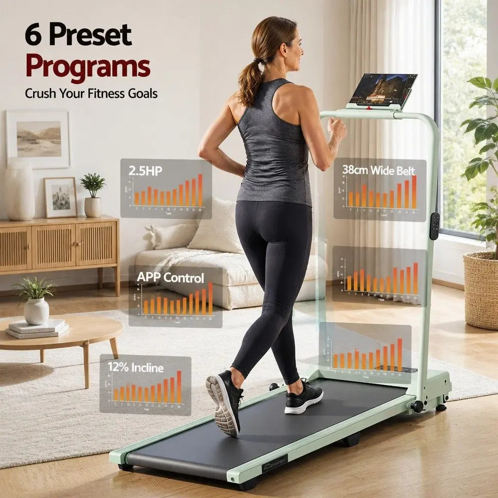 Walking Pad Treadmill 3-in-1 Foldable Under Desk 90 x 38cm Green