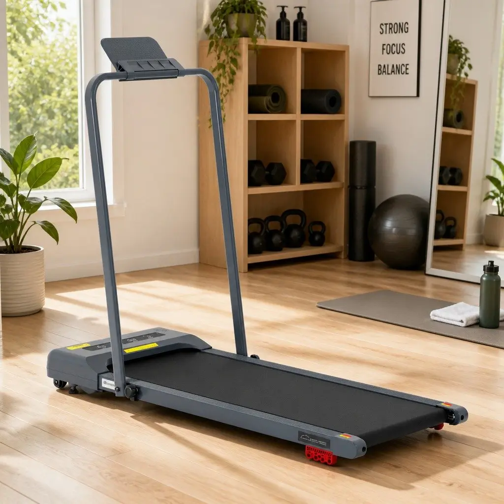 Treadmill Electric Walking Pad Grey Foldable Under Desk 380mm Adjustable Incline