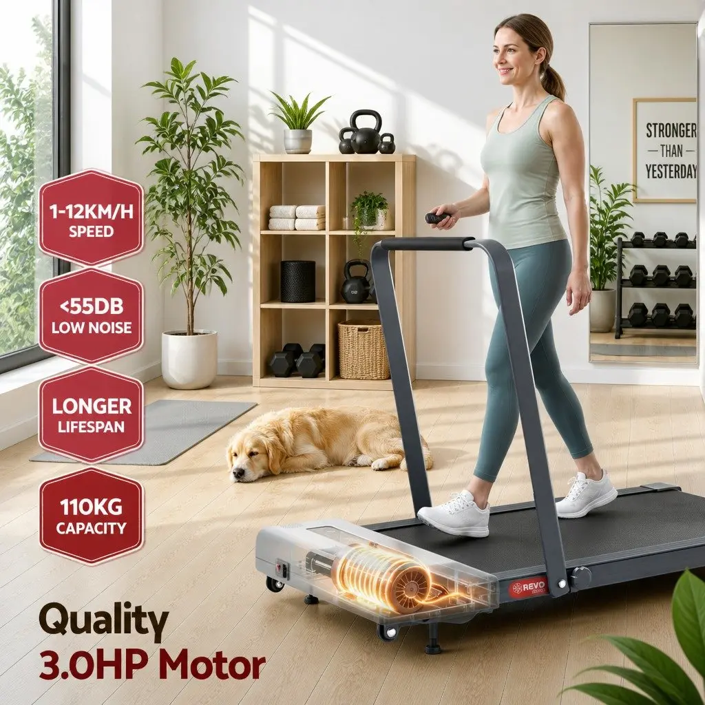 Treadmill Electric Walking Pad Grey Foldable Under Desk 380mm Adjustable Incline